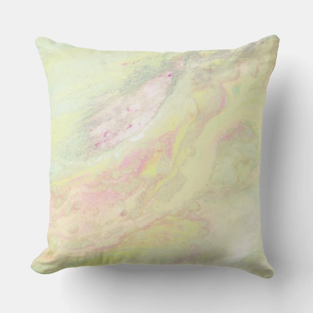 *~* Spring Cotton Abstract Marble Iridescent Throw Pillow (Front)