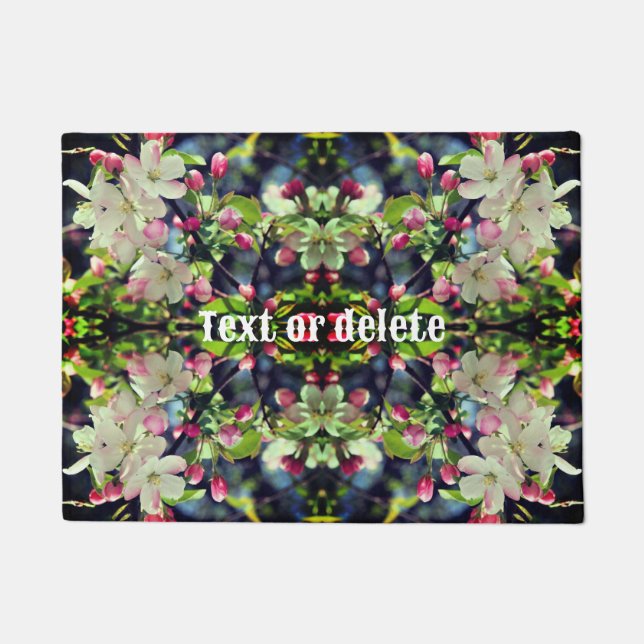 Spring Crabapple Blossoms Personalized Doormat (Front)