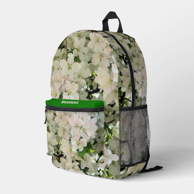 Spring Crabapple Flower Blossoms Personalized Printed Backpack (Back Corner Right)