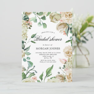 Spring Cream Floral Bridal Shower Invitation