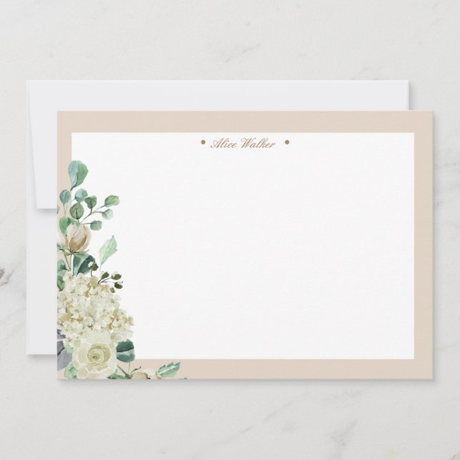 spring cream garden floral elegant monogram card (Front)