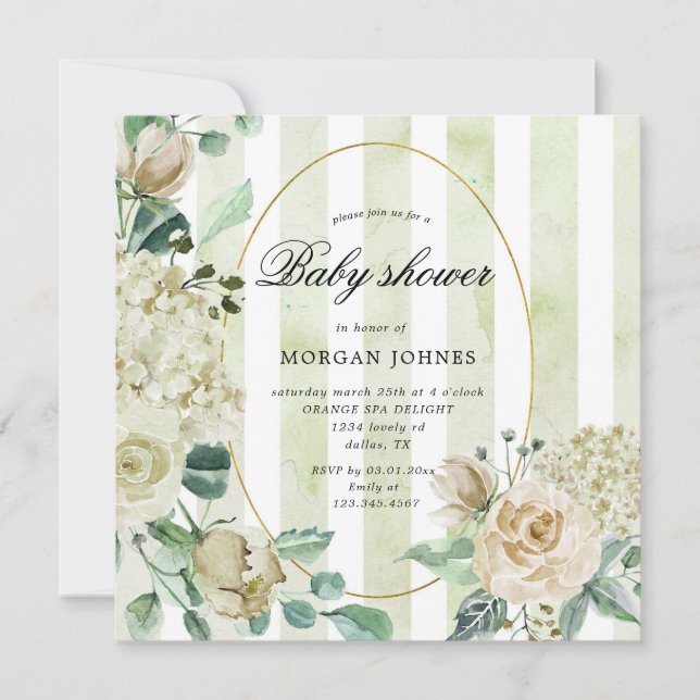 spring cream garden square Baby Shower Invitation (Front)