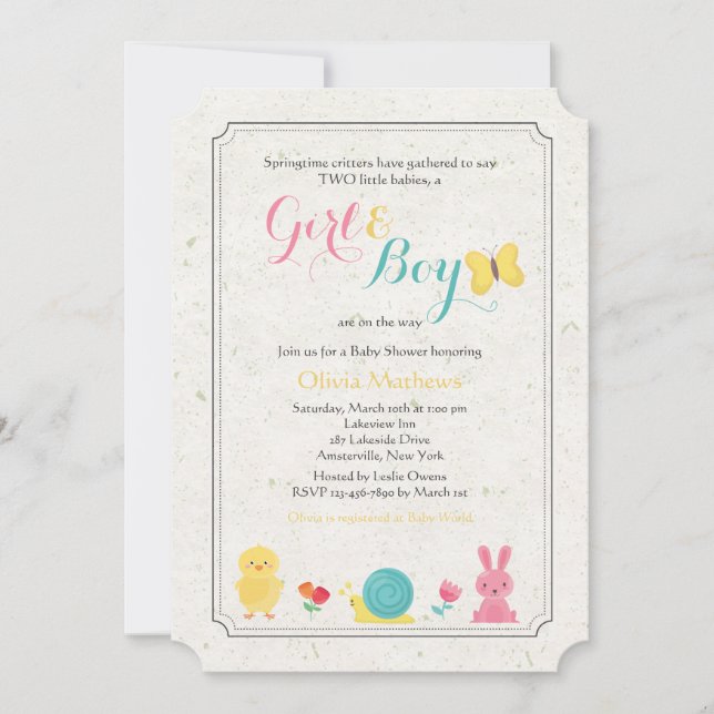 Spring Critters Invitation (Front)