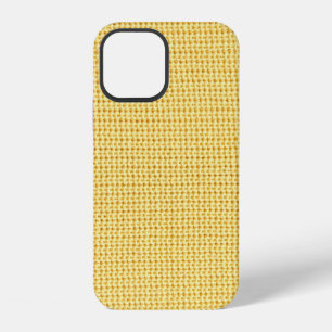 Spring crochet background in yellow. iPhone 12 case