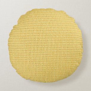 Spring crochet background in yellow. round pillow