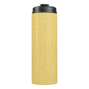 Spring crochet background in yellow. thermal tumbler