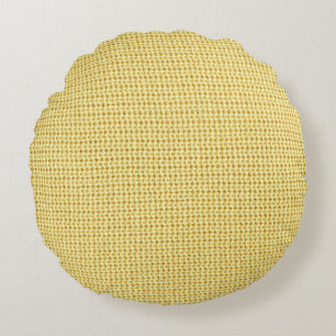 Spring Crochet: Yellow Textile Art. Round Pillow