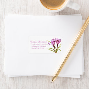 Spring crocus purple wedding reply address label