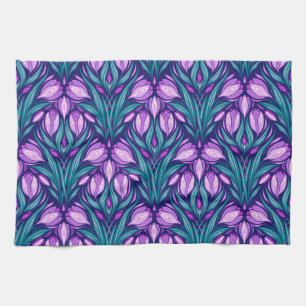 Spring crocuses kitchen towel