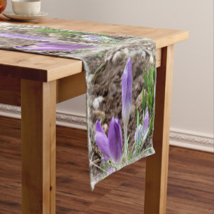 Spring crocuses short table runner