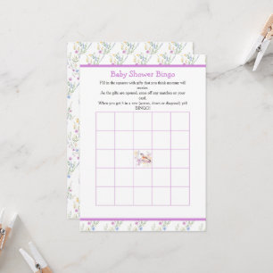 Spring Cute Bird Baby Shower Bingo Invitation