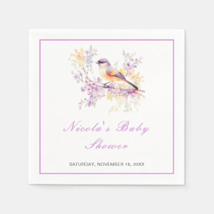 Spring Cute Bird Baby Shower Napkin