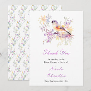 Spring Cute Bird Baby Shower Thank You Card