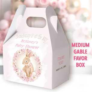 Spring Cute Bunny Pink Girl Baby Shower Medium Favor Box