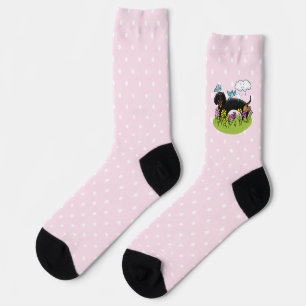 Spring Dachshund Dog Dachsie (black and tan) Cute Socks