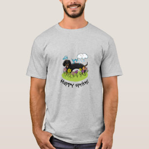 Spring Dachshund Dog Dachsie (black and tan) Cute T-Shirt