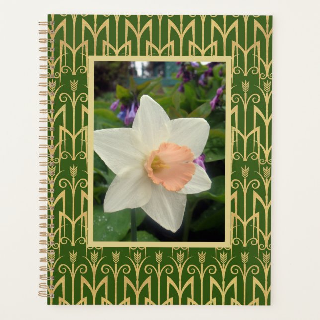 Spring Daffodil and Art Deco Personalized Planner (Front)