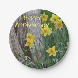 Spring Daffodil Anniversary Paper Plate