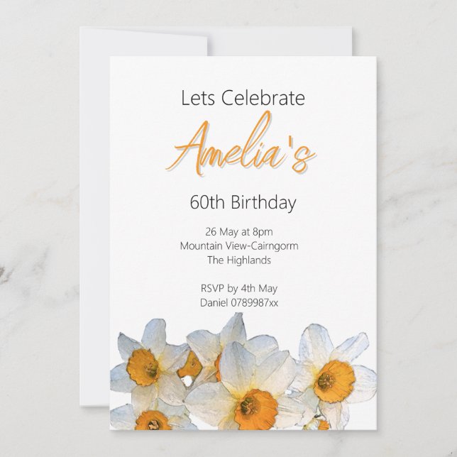 Spring Daffodil Birthday Invitation (Front)