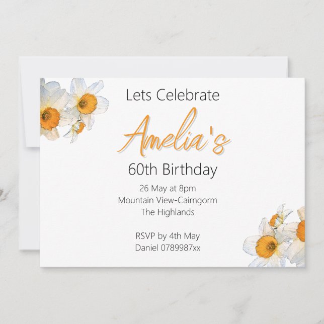 Spring Daffodil Birthday Invitation (Front)
