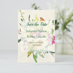 Spring daffodil bouquet save the date invitation