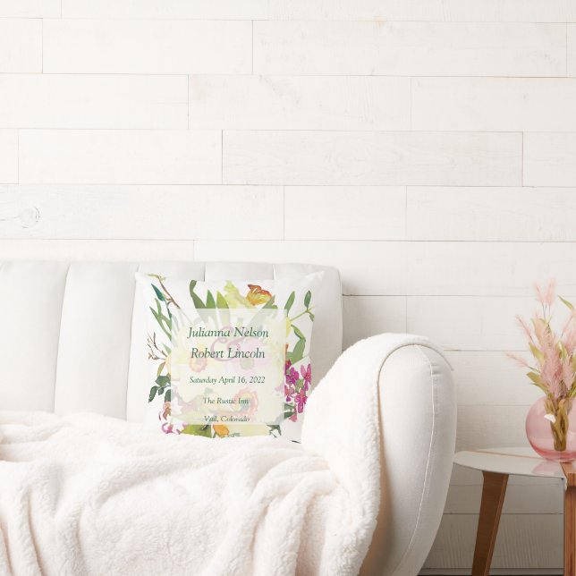 Spring daffodil bouquet wedding  throw pillow (Couch)