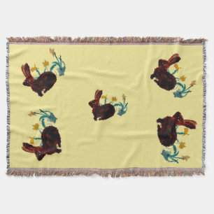 Spring Daffodil Bunny Rabbits Throw Blanket