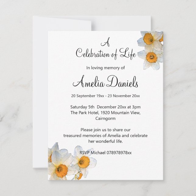 Spring Daffodil Celebration of Life Announcement (Front)