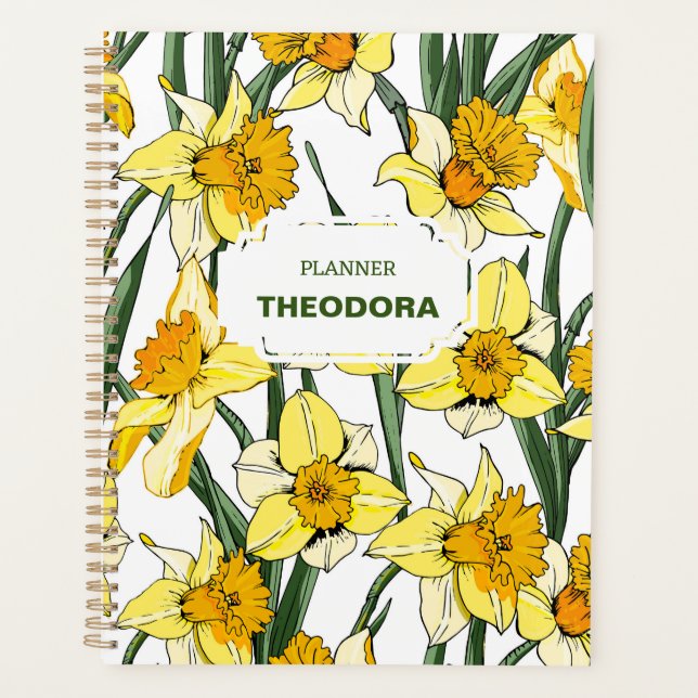SPRING DAFFODIL Design 12-month Planner & Stickers (Front)
