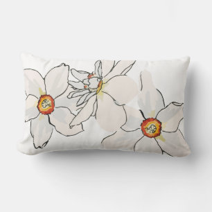 Spring Daffodil Flower Pattern Lumbar Pillow