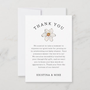 Spring Daffodil Flower Thank You Baby Shower Card