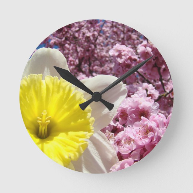 Spring Daffodil Flowers wall Clocks Blossoms (Front)