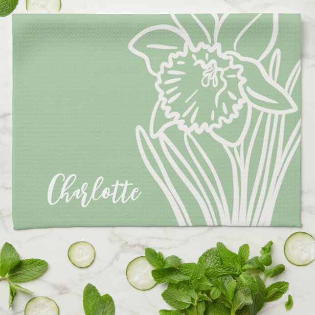 Spring Daffodil  Kitchen Towel (Folded)