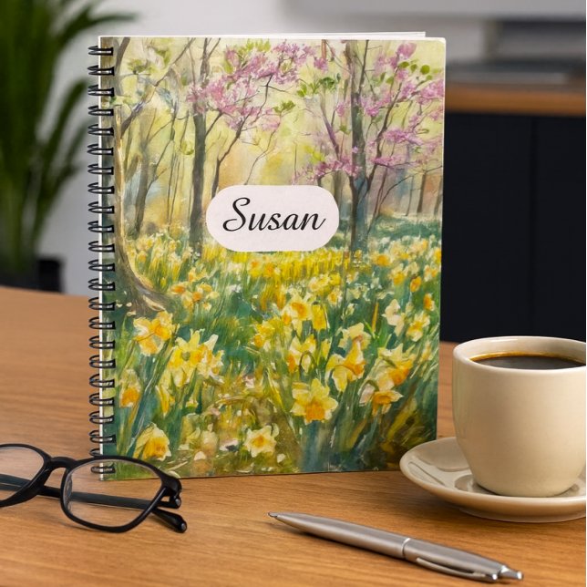 Spring Daffodil Meadow Watercolor Notebook (Cheerful Daffodils Blooms Journal Daffodil Forest Art)