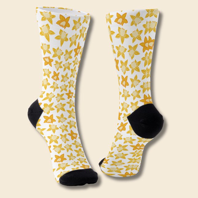 Spring Daffodil pattern Socks (Daffodil spring floral socks)
