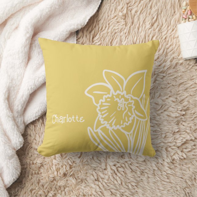 Spring Daffodil  Throw Pillow (Blanket)