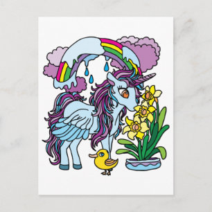 Spring Daffodils and Unicorn Postcard