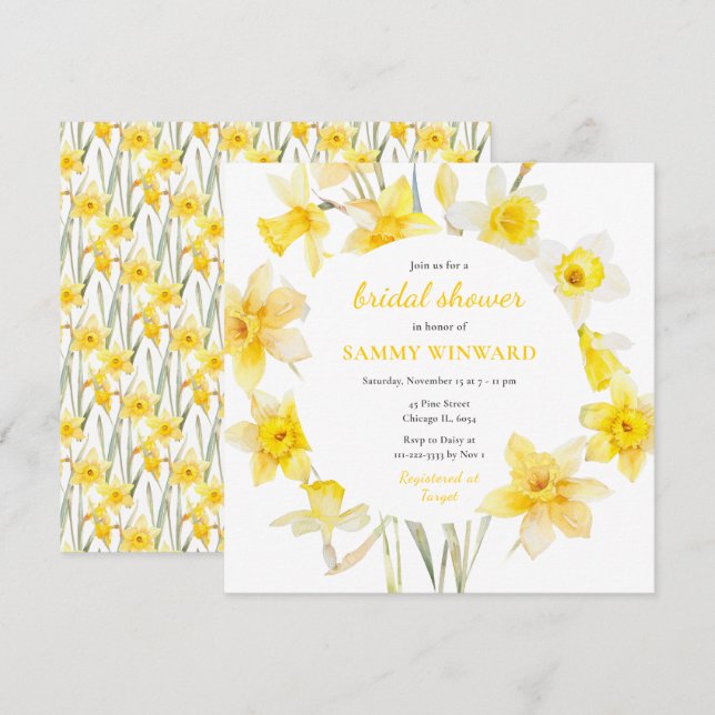 Spring Daffodils Bridal Shower Invitation (Front/Back)