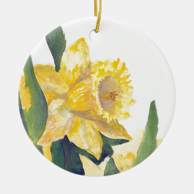 Spring Daffodils Ceramic Ornament (Front)