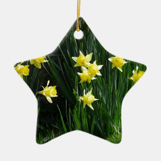 Spring Daffodils Ceramic Ornament (Front)