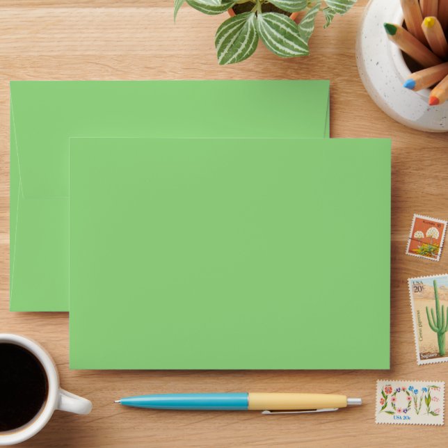 Spring Daffodils Floral Green Garden Envelope (Desk)