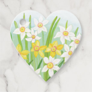 Spring Daffodils  Heart shaped Favour Tags