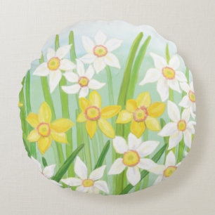 Spring Daffodils Round Pillow
