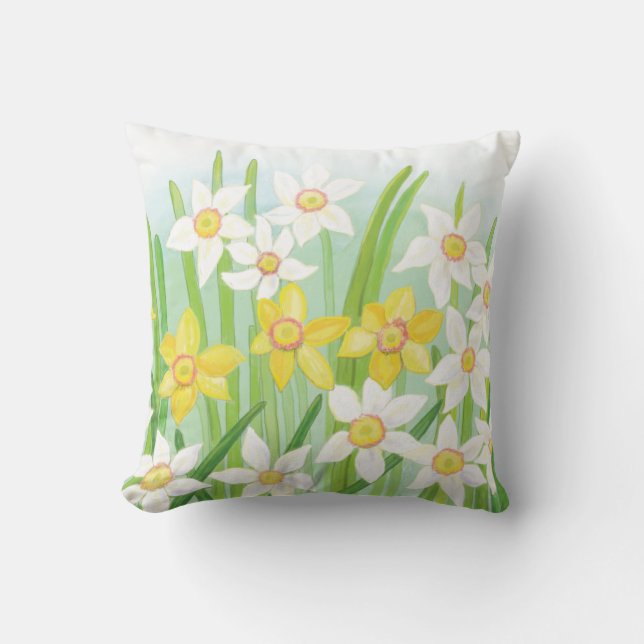 Spring Daffodils   Throw Pillow (Front)