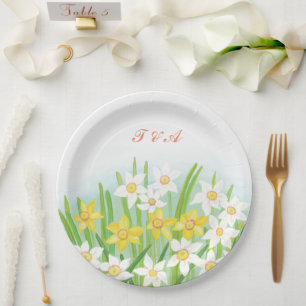 Spring Daffodils Wedding Paper Plate