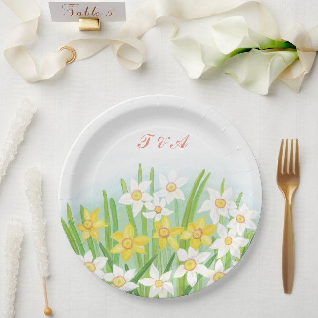 Spring Daffodils Wedding   Paper Plate (Wedding)