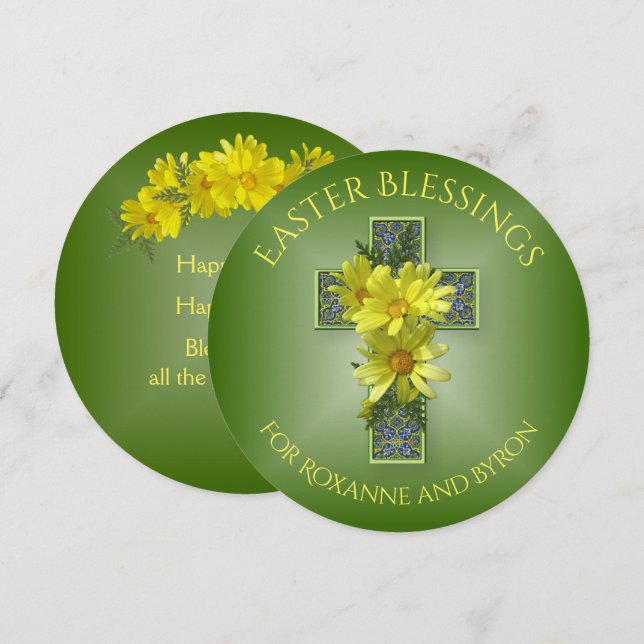 Spring Daisies Easter Blessings Custom Greeting Holiday Card (Front/Back)