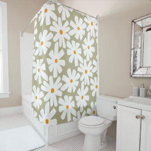 Spring daisies floral retro pattern sage green