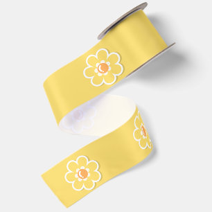 Spring Daisies on Pastel Sage Green Satin Ribbon