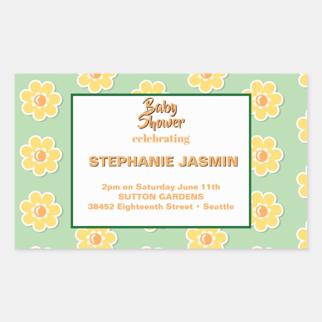 Spring Daisies on Pastel Sage Green Sticker (Front)